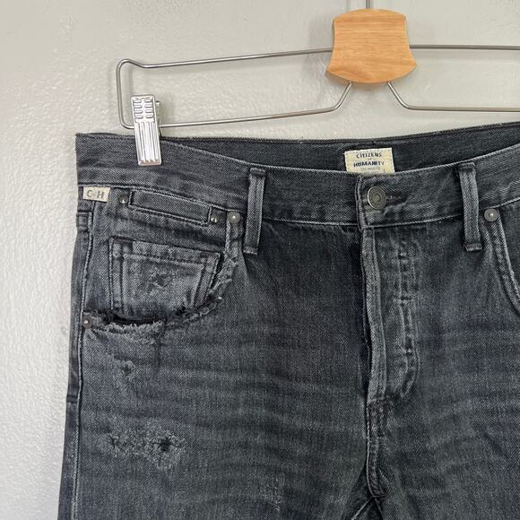 Citizens of Humanity Jeans Emerson Slim Fit Boyfriend Ankle Black Pepper Size 26 - Picture 4 of 14